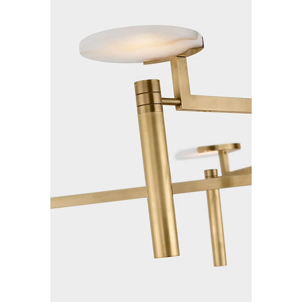 Kelly Wearstler Melange Grande Floating Disc Chandelier in Antique-Burnished Brass with Alabaster W60"