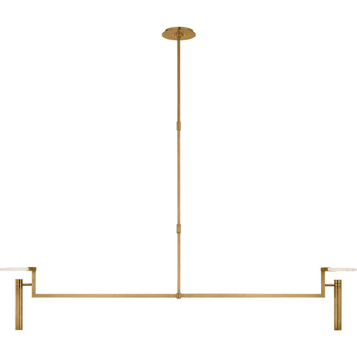 Kelly Wearstler Melange Extra Large Floating Disc Linear Chandelier in Antique-Burnished Brass with Alabaster W6" x 60"