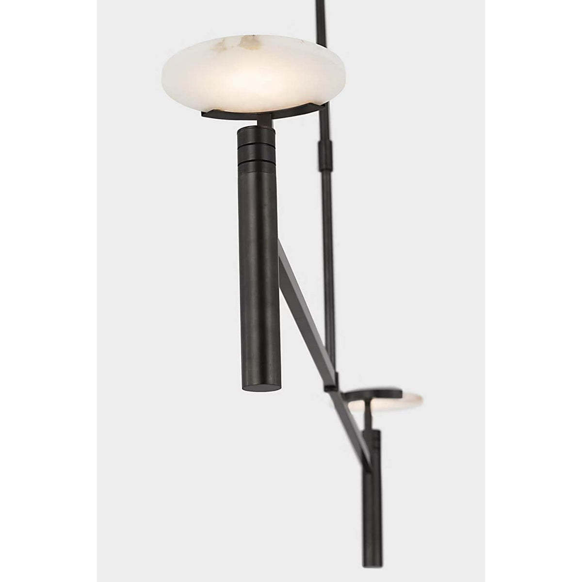 Kelly Wearstler Melange Extra Large Floating Disc Linear Chandelier in Bronze with Alabaster W6" x 60"