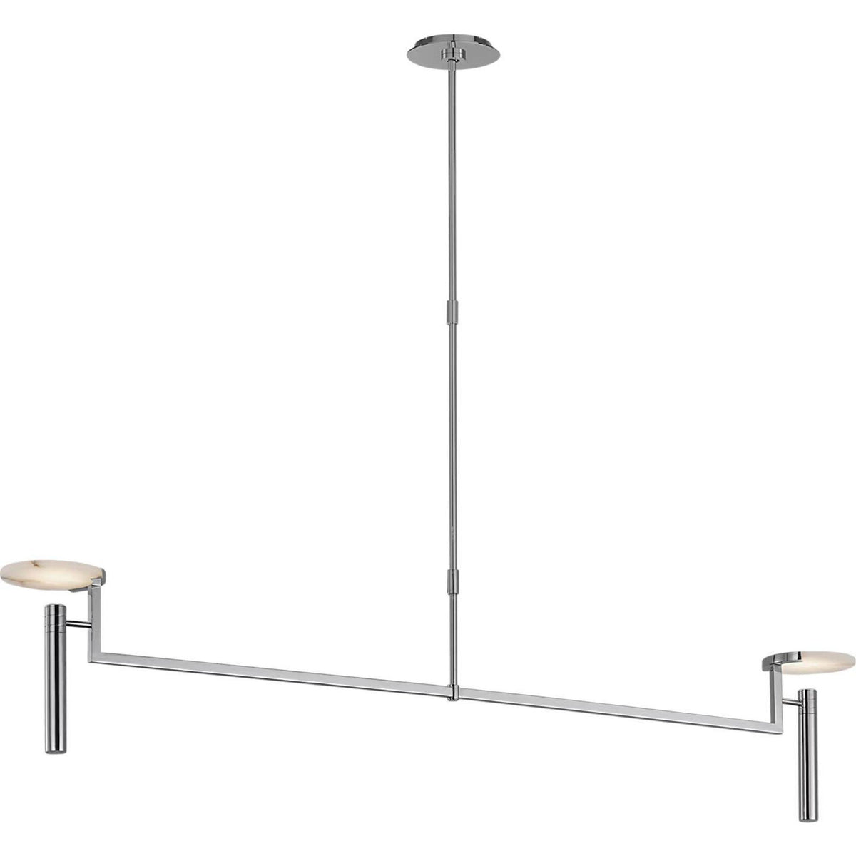 Kelly Wearstler Melange Extra Large Floating Disc Linear Chandelier in Polished Nickel with Alabaster W6" x 60"