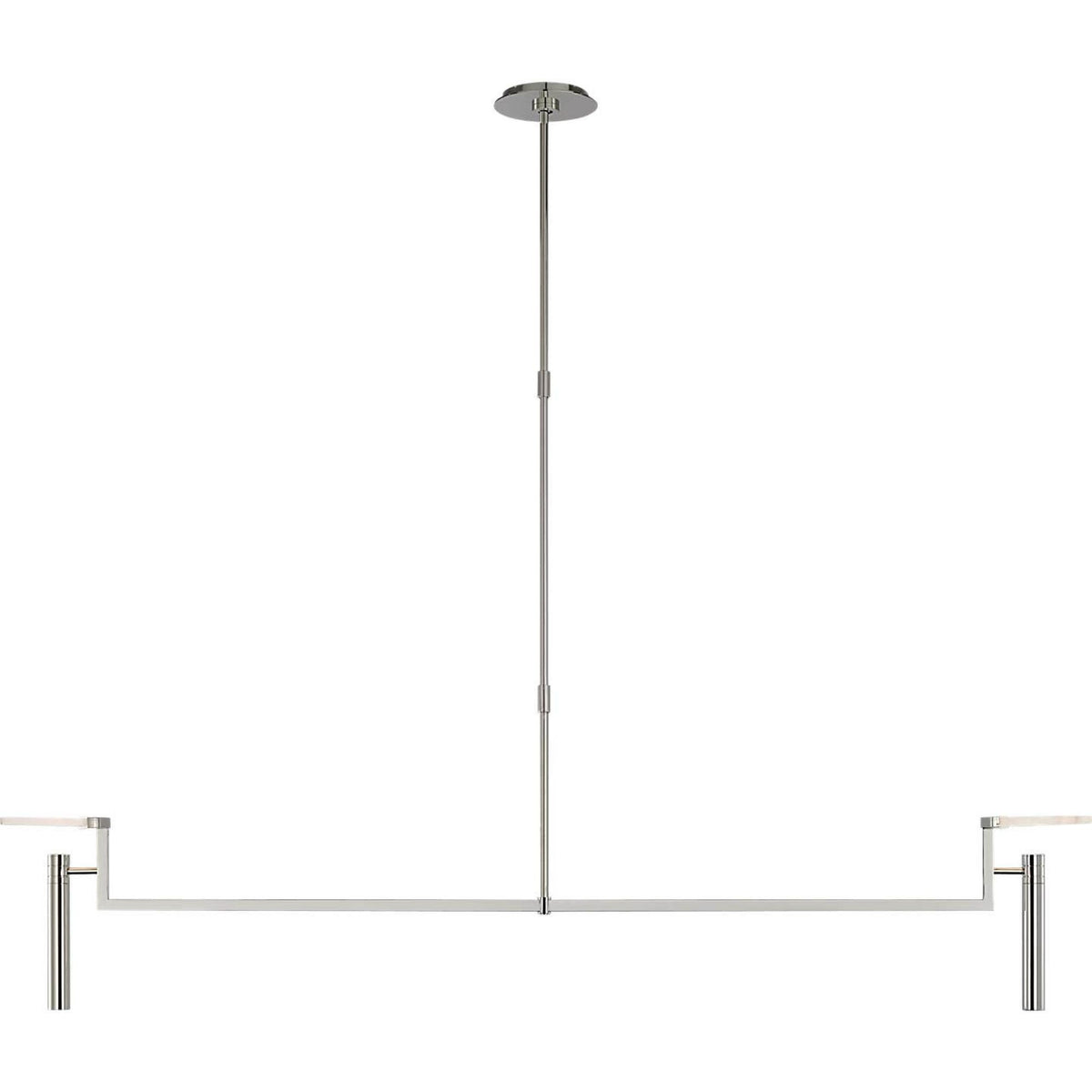 Kelly Wearstler Melange Extra Large Floating Disc Linear Chandelier in Polished Nickel with Alabaster W6" x 60"