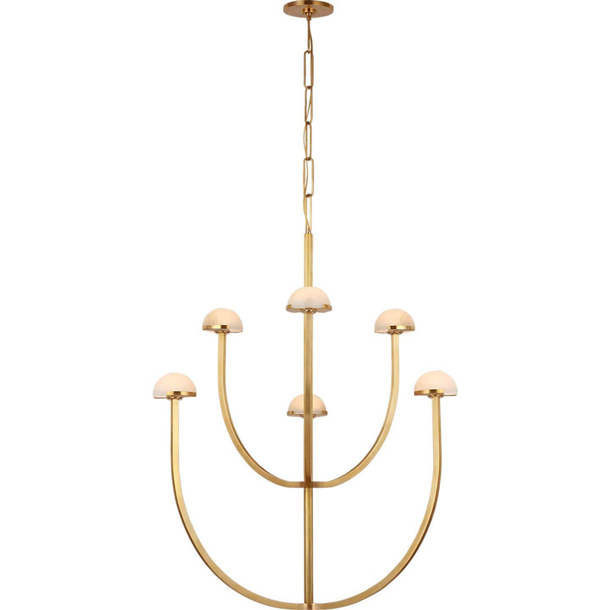 Kelly Wearstler Pedra Large Two-Tier Chandelier in Antique-Burnished Brass with Alabaster W28.25" x H40.25"