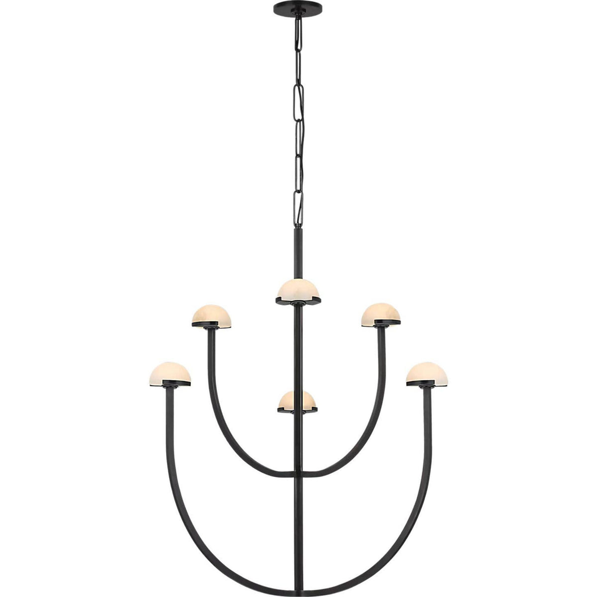 Kelly Wearstler Pedra Large Two-Tier Chandelier in Bronze with Alabaster W28.25" x H40.25"