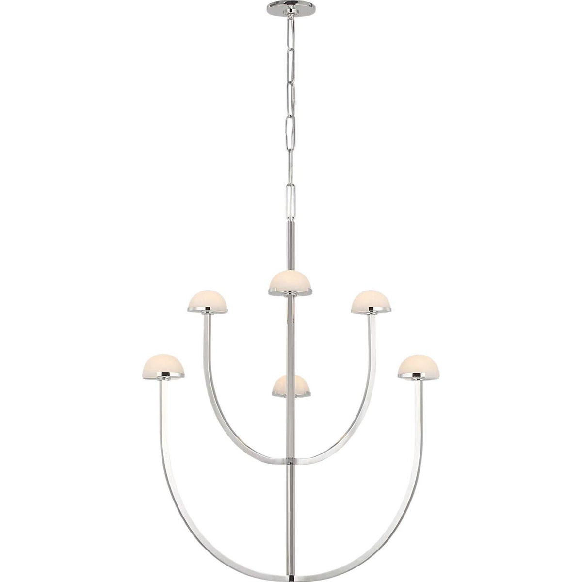 Kelly Wearstler Pedra Large Two-Tier Chandelier in Polished Nickel with Alabaster W28.25" x H40.25"