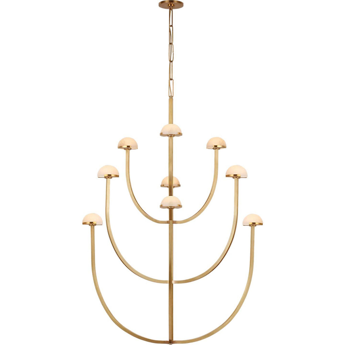 Kelly Wearstler Pedra X-Large Three-Tier Chandelier in Antique-Burnished Brass with Alabaster W35.25" x H52"