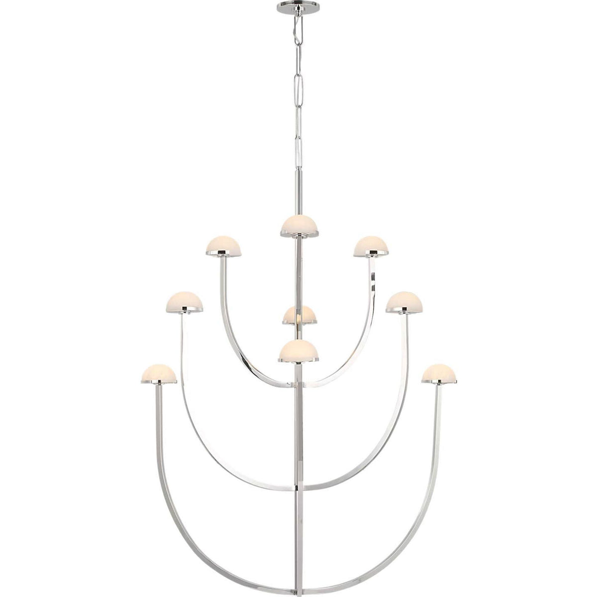 Kelly Wearstler Pedra X-Large Three-Tier Chandelier in Polished Nickel with Alabaster W35.25" x H52"