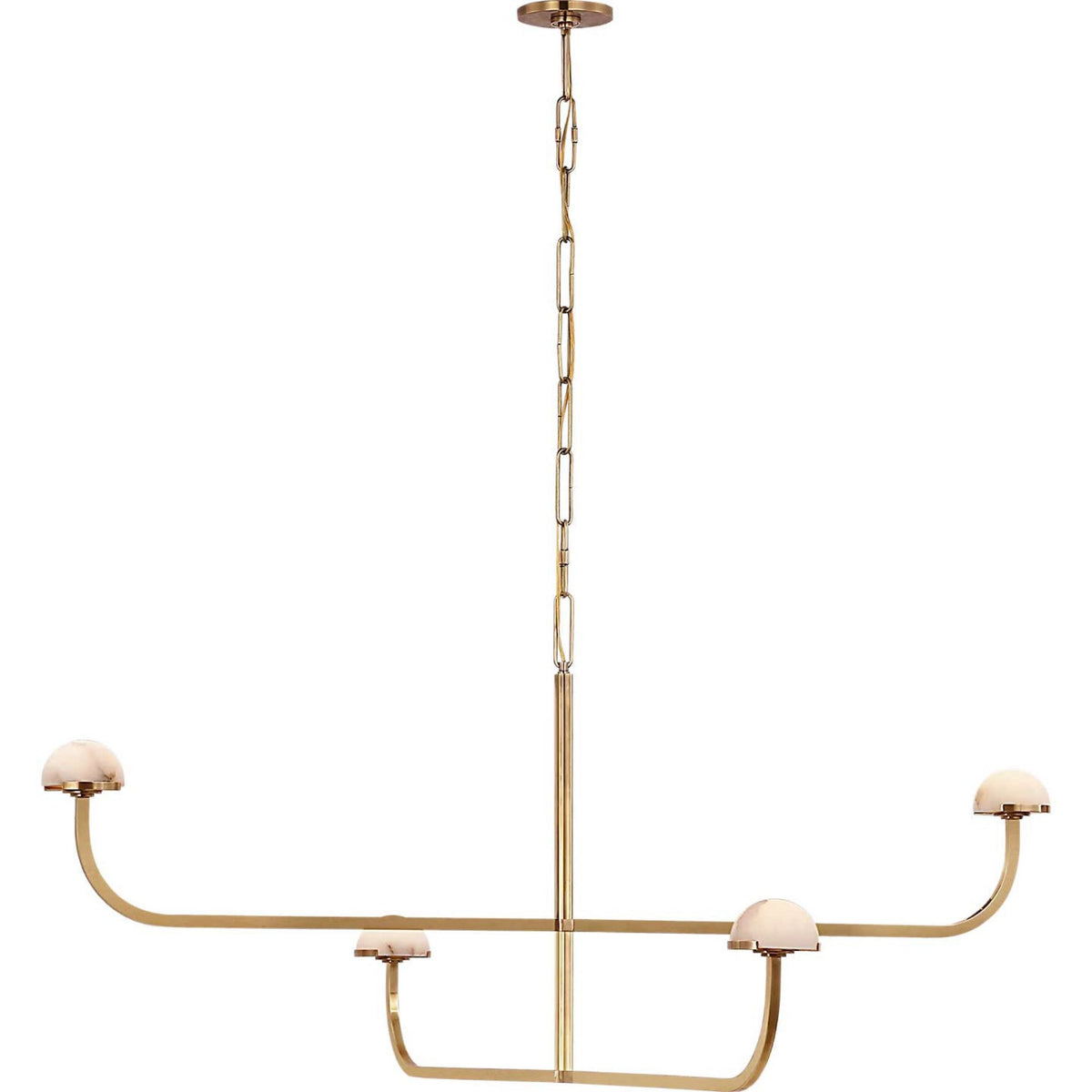 Kelly Wearstler Pedra Two Tier Shallow Chandelier in Antique-Burnished Brass with Alabaster W54.75" x H24.75"