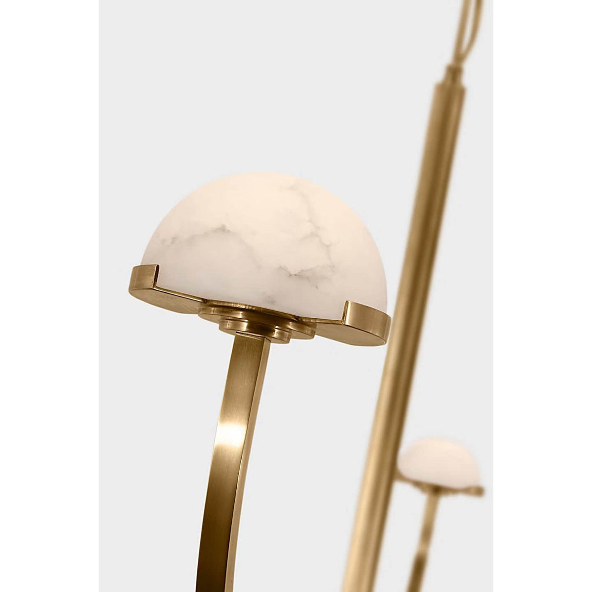 Kelly Wearstler Pedra 56" Linear Chandelier in Antique-Burnished Brass with Alabaster W4.25" x 56.75" x H21.5"