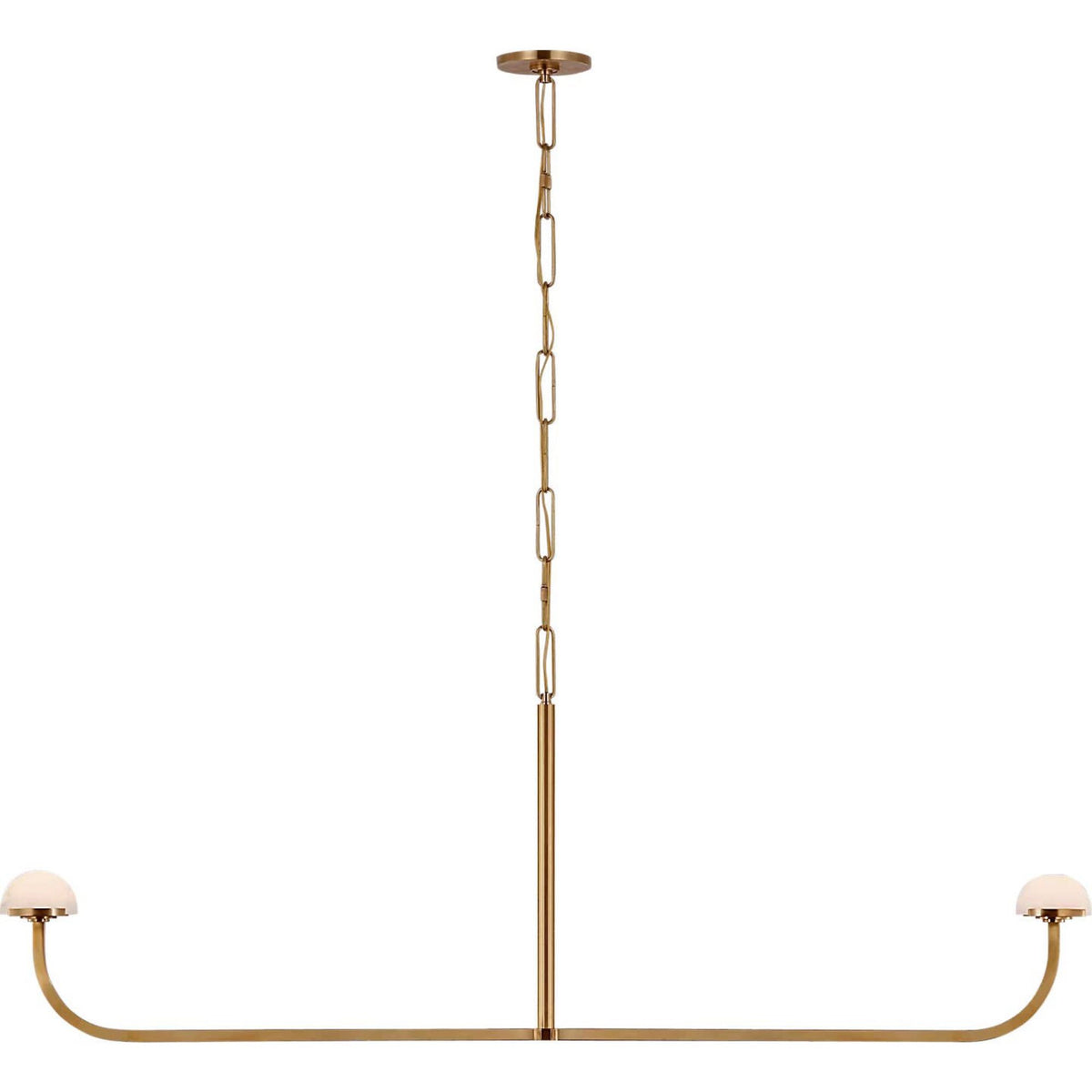 Kelly Wearstler Pedra 56" Linear Chandelier in Antique-Burnished Brass with Alabaster W4.25" x 56.75" x H21.5"