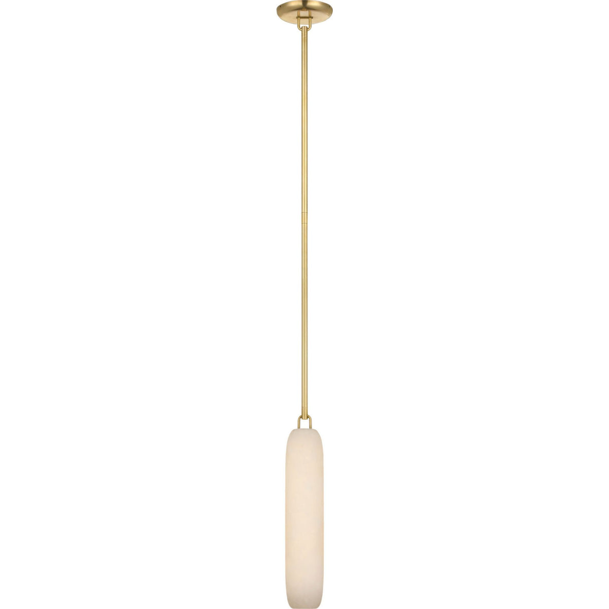 Kelly Wearstler Formosa 17" Single Pendant in Antique-Burnished Brass with Alabaster W3.25"