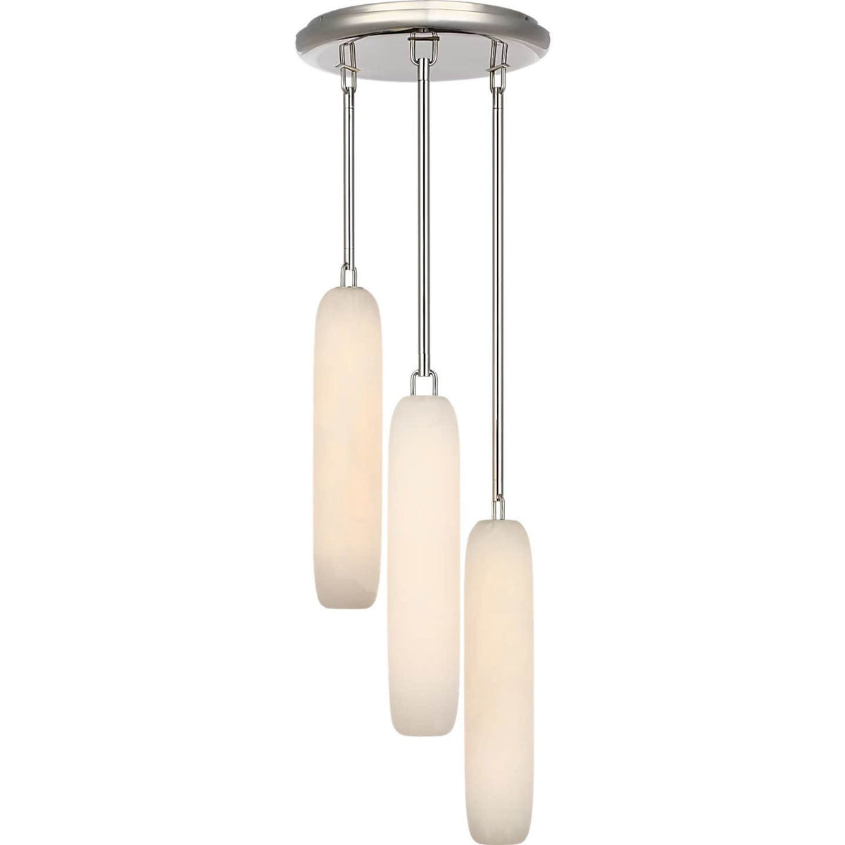 Kelly Wearstler Formosa 3-Light Pendant in Polished Nickel with Alabaster W10.5" x H37.25"