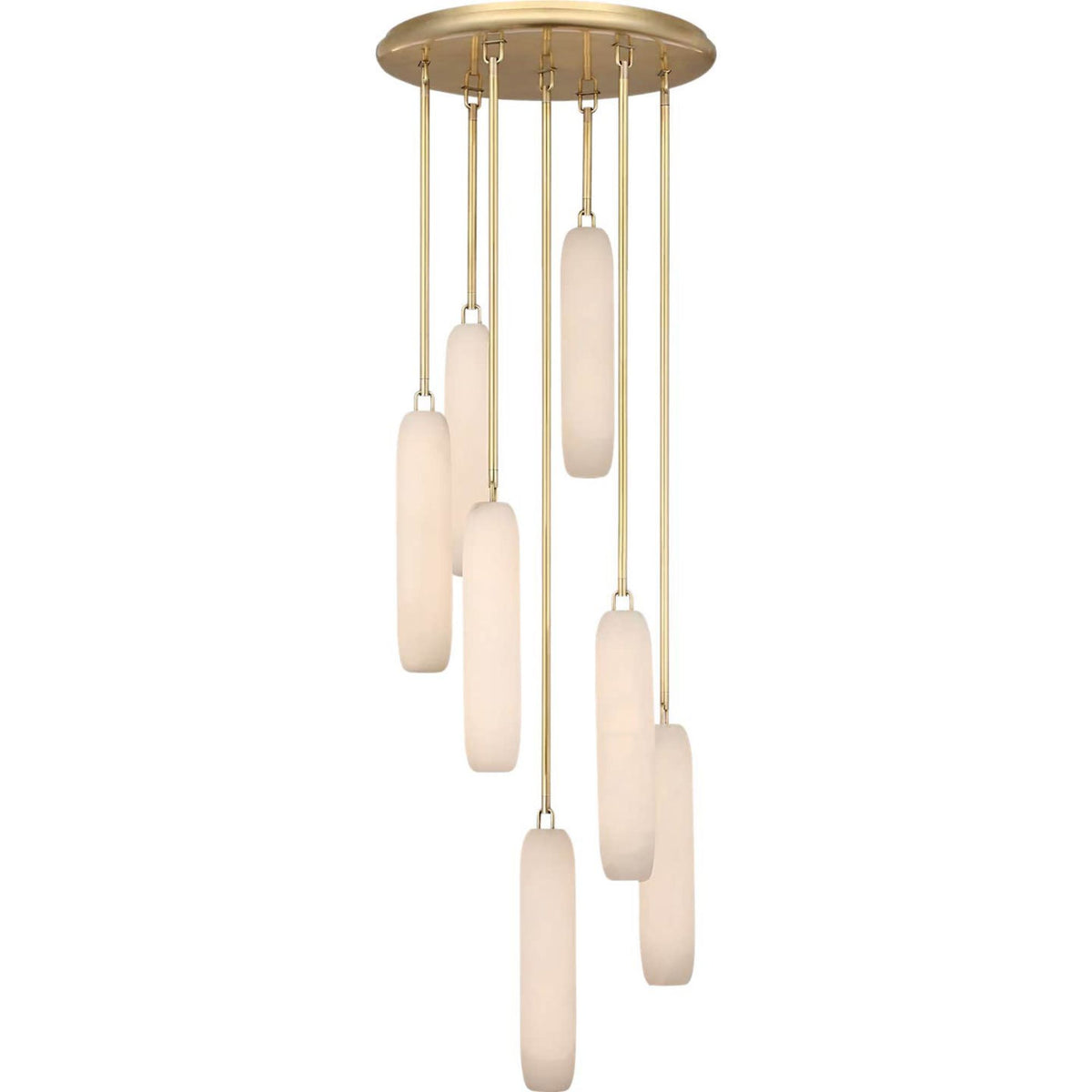 Kelly Wearstler Formosa 7-Light Pendant in Antique-Burnished Brass with Alabaster W15.5" x H63.25"