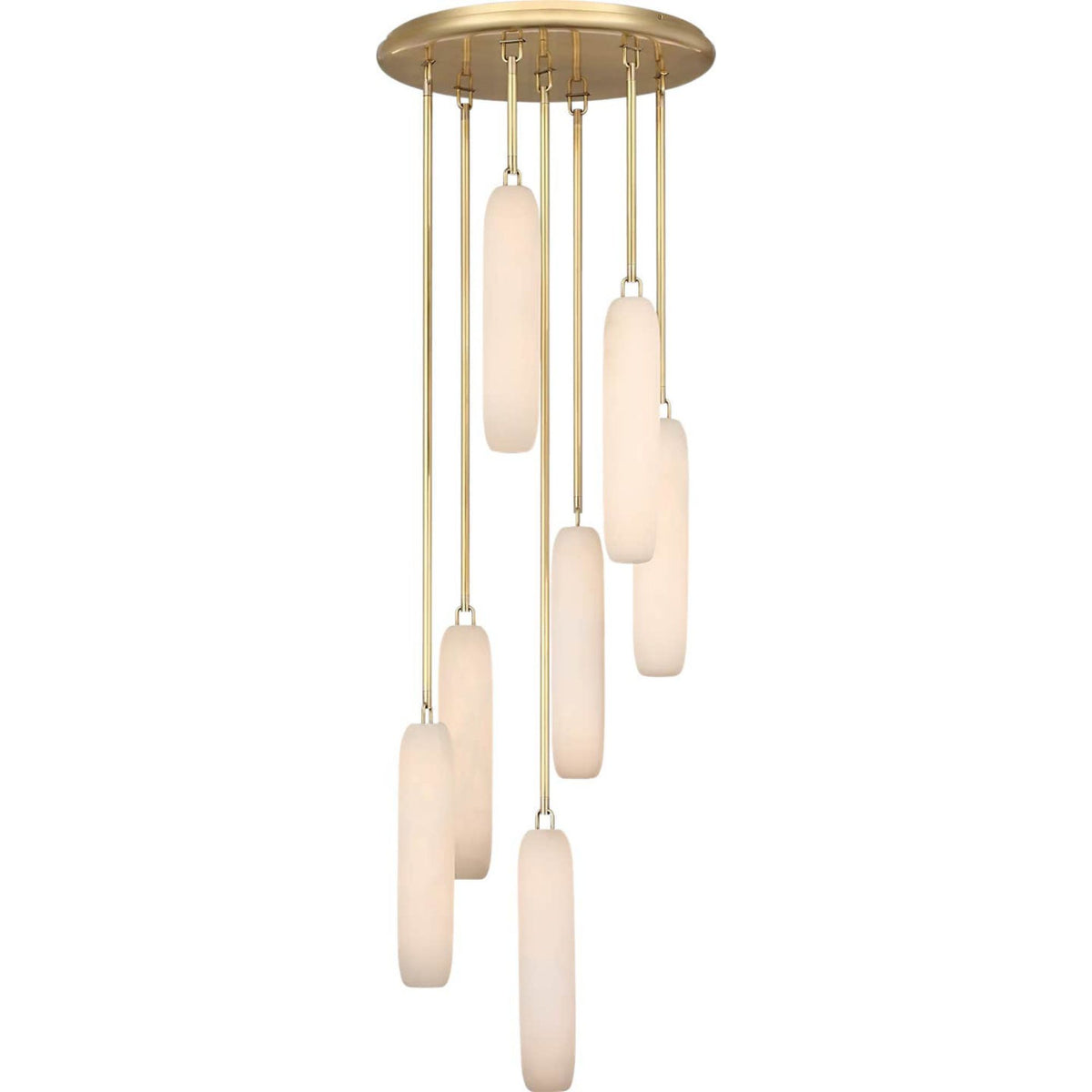Kelly Wearstler Formosa 7-Light Pendant in Antique-Burnished Brass with Alabaster W15.5" x H63.25"