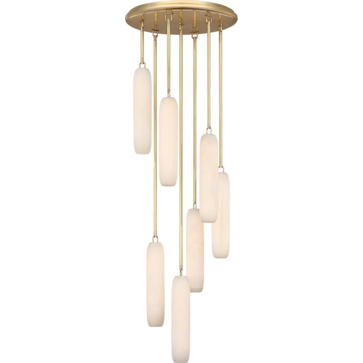 Kelly Wearstler Formosa 7-Light Pendant in Antique-Burnished Brass with Alabaster W15.5" x H63.25"