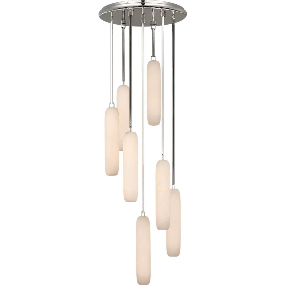 Kelly Wearstler Formosa 7-Light Pendant in Polished Nickel with Alabaster W15.5" x H63.25"