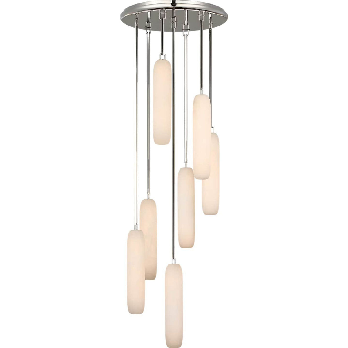 Kelly Wearstler Formosa 7-Light Pendant in Polished Nickel with Alabaster W15.5" x H63.25"