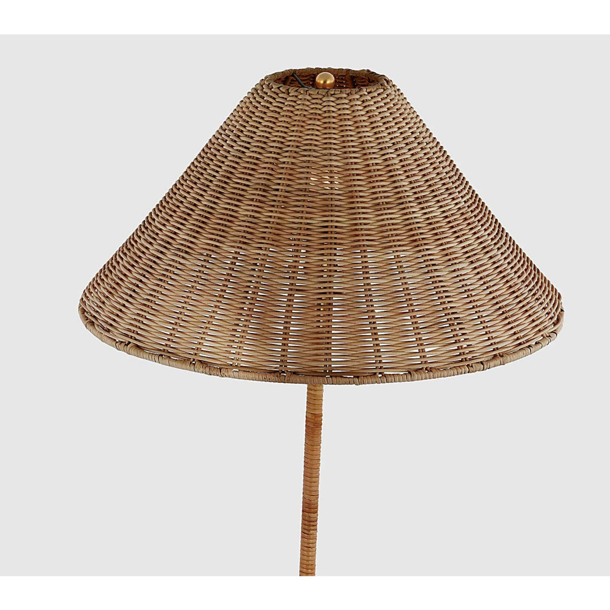 Marie Flanigan Wimberley Medium Wrapped Floor Lamp in Soft Brass with Natural Wicker Shade W21" x H60"