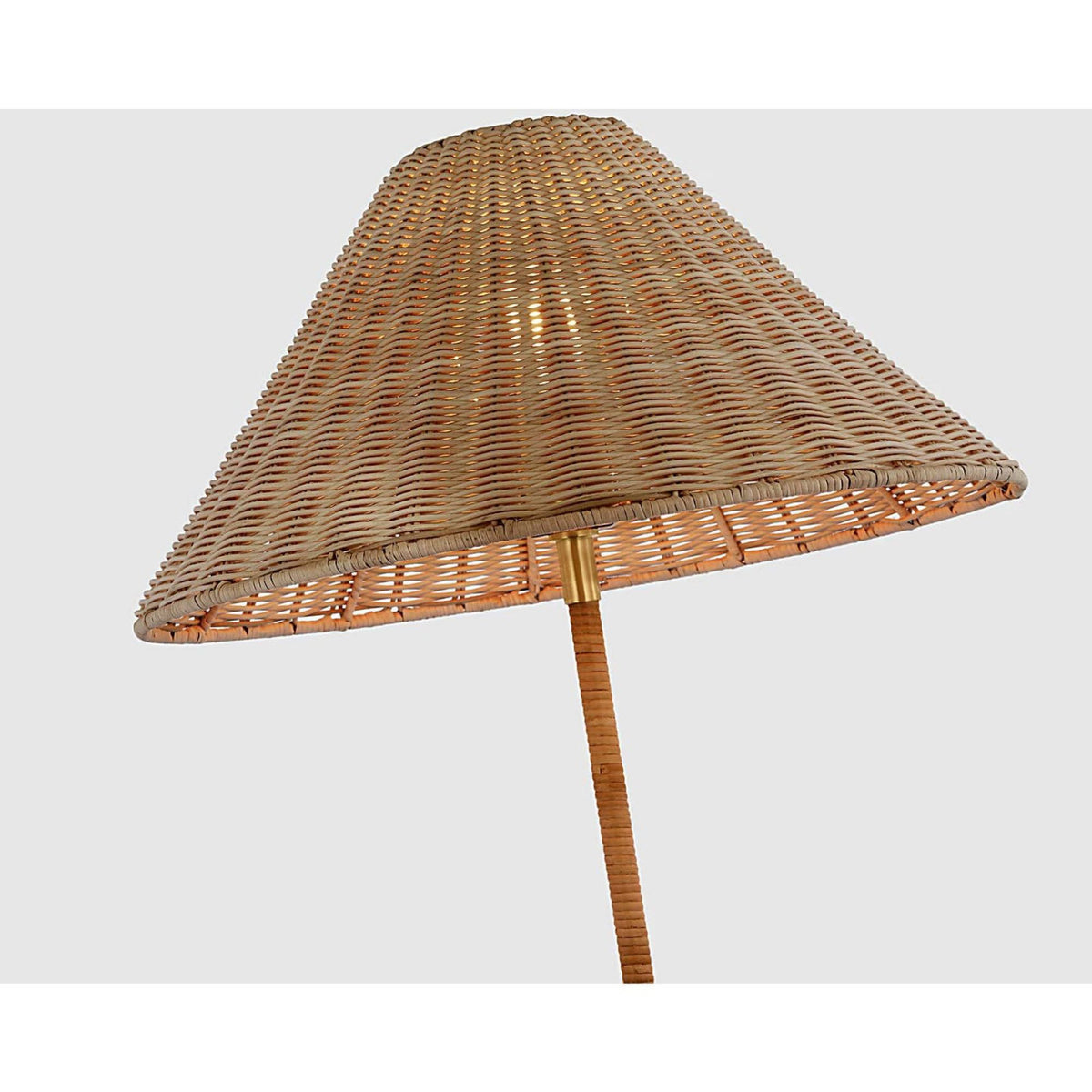 Marie Flanigan Wimberley Medium Wrapped Floor Lamp in Soft Brass with Natural Wicker Shade W21" x H60"