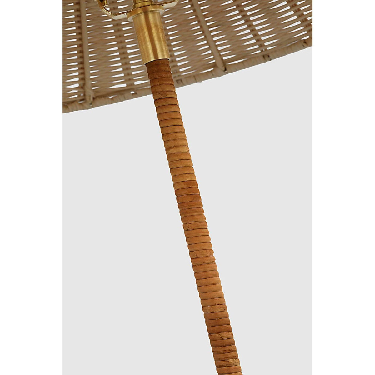 Marie Flanigan Wimberley Medium Wrapped Floor Lamp in Soft Brass with Natural Wicker Shade W21" x H60"