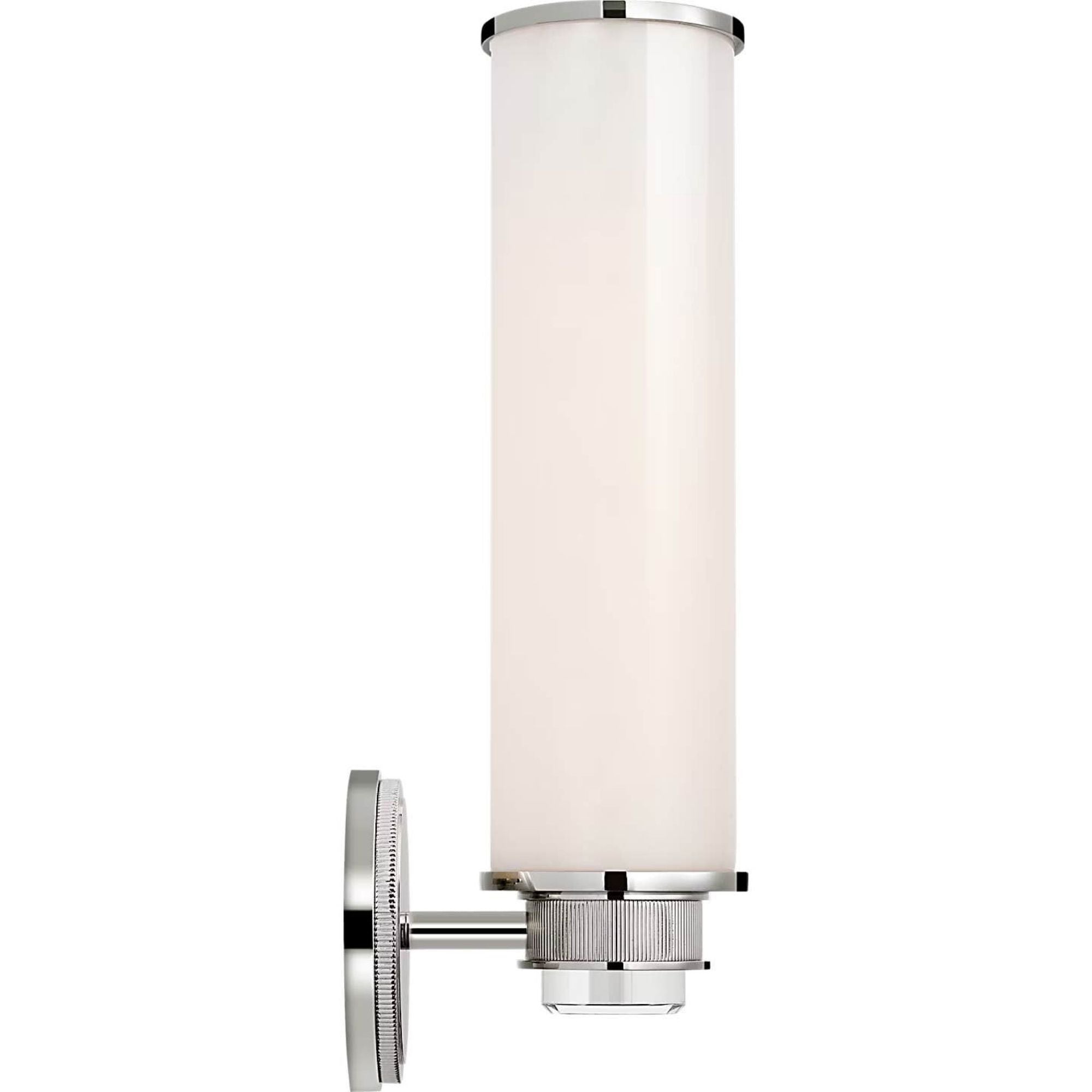 Marie Flanigan Percy 14" Single Bath Sconce in Polished Nickel with White Glass W3.5" x H14.25" x E5.25"