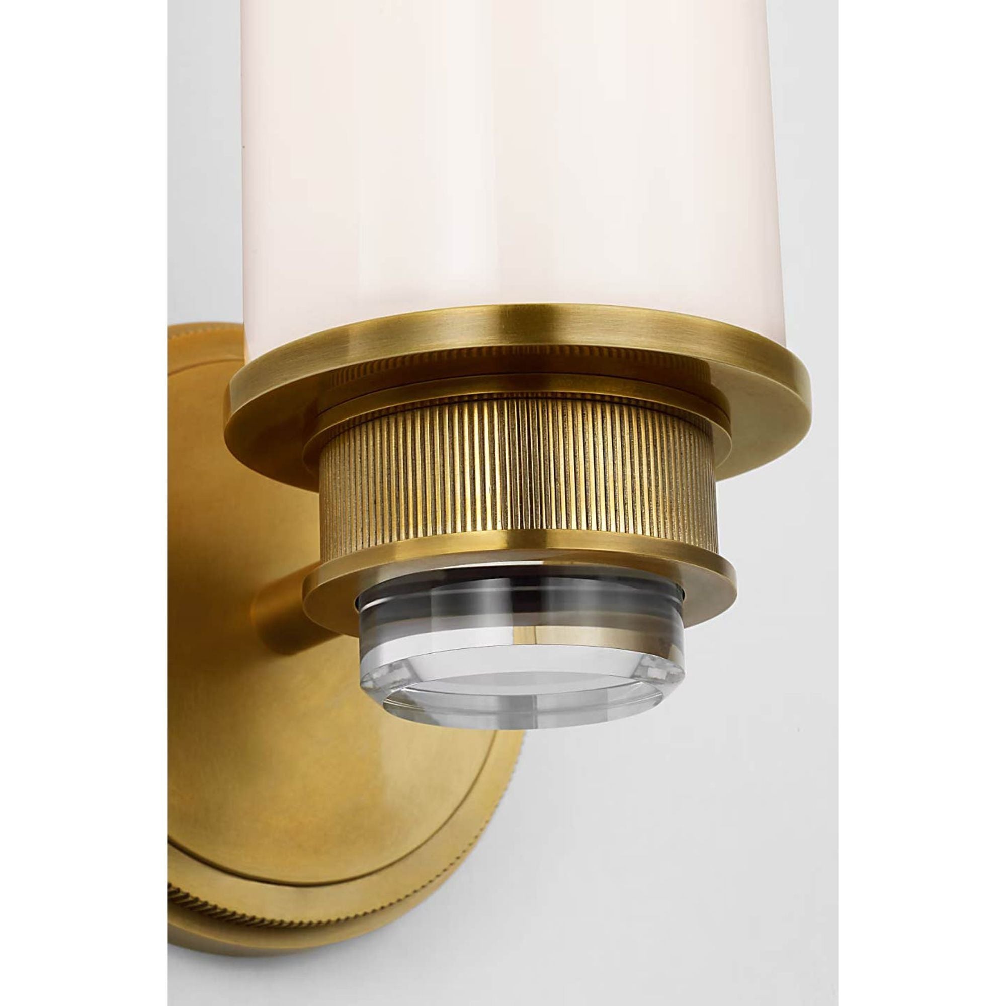 Marie Flanigan Percy 14" Single Bath Sconce in Soft Brass with White Glass W3.5" x H14.25" x E5.25"
