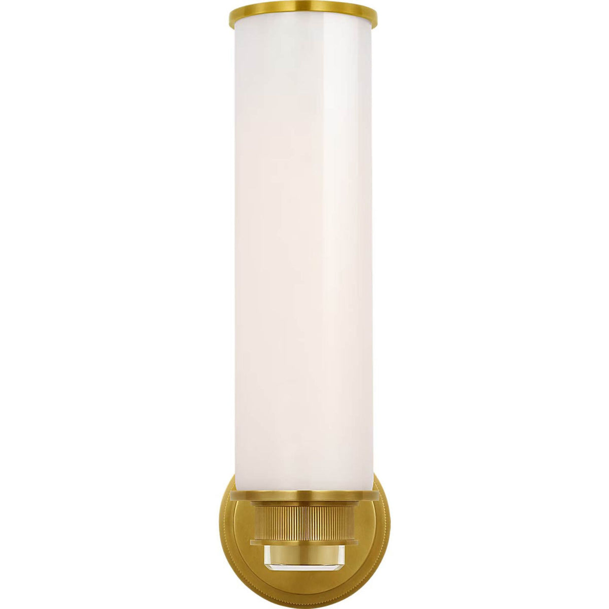 Marie Flanigan Percy 14" Single Bath Sconce in Soft Brass with White Glass W3.5" x H14.25" x E5.25"