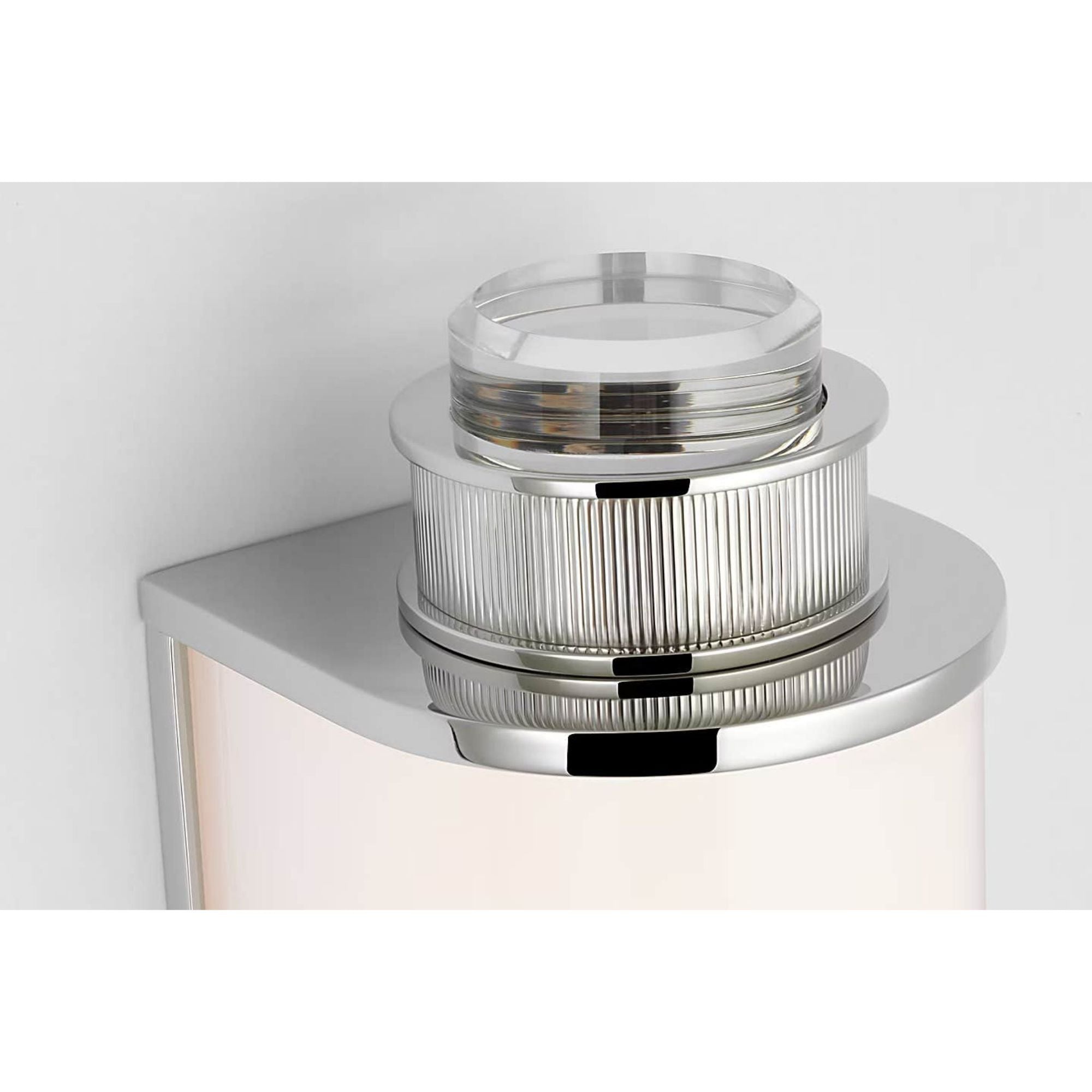 Marie Flanigan Percy 29" Linear Bath Sconce in Polished Nickel with White Glass W3.75" x H28.5" x E4"
