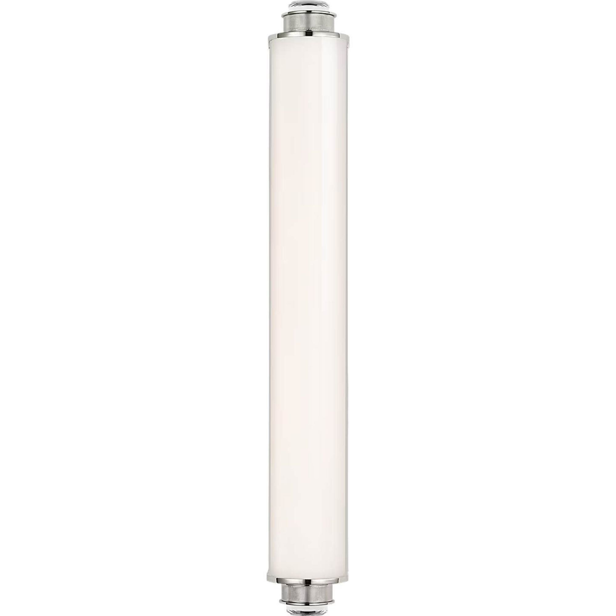 Marie Flanigan Percy 29" Linear Bath Sconce in Polished Nickel with White Glass W3.75" x H28.5" x E4"