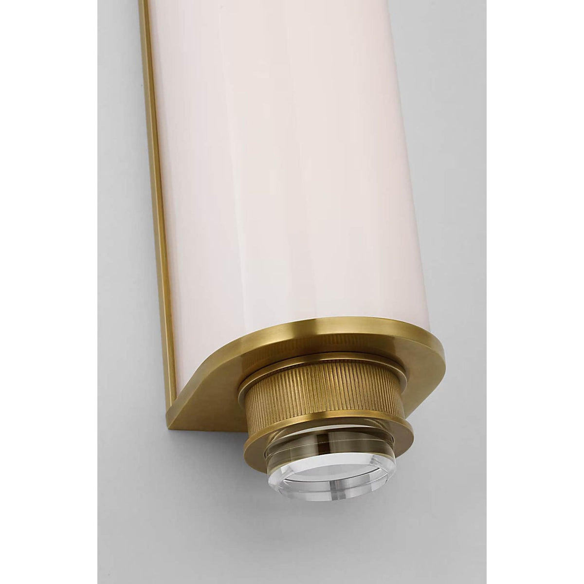 Marie Flanigan Percy 29" Linear Bath Sconce in Soft Brass with White Glass W3.75" x H28.5" x E4"