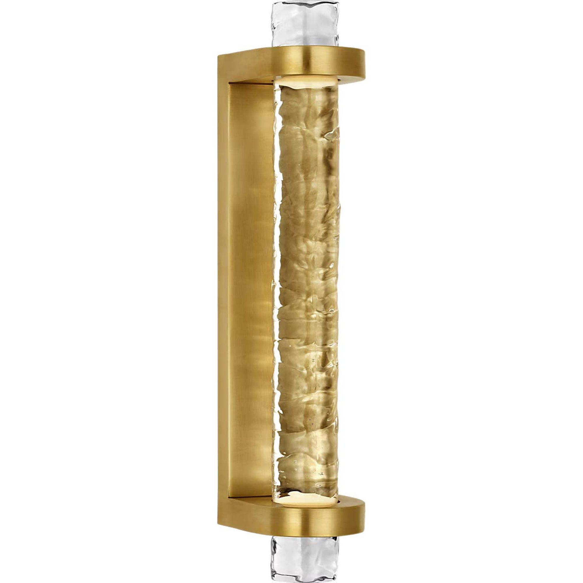 Marie Flanigan Theron 15" Linear Bath Sconce in Soft Brass and Clear Wavy Glass W3.25" x H15" x E3.75"