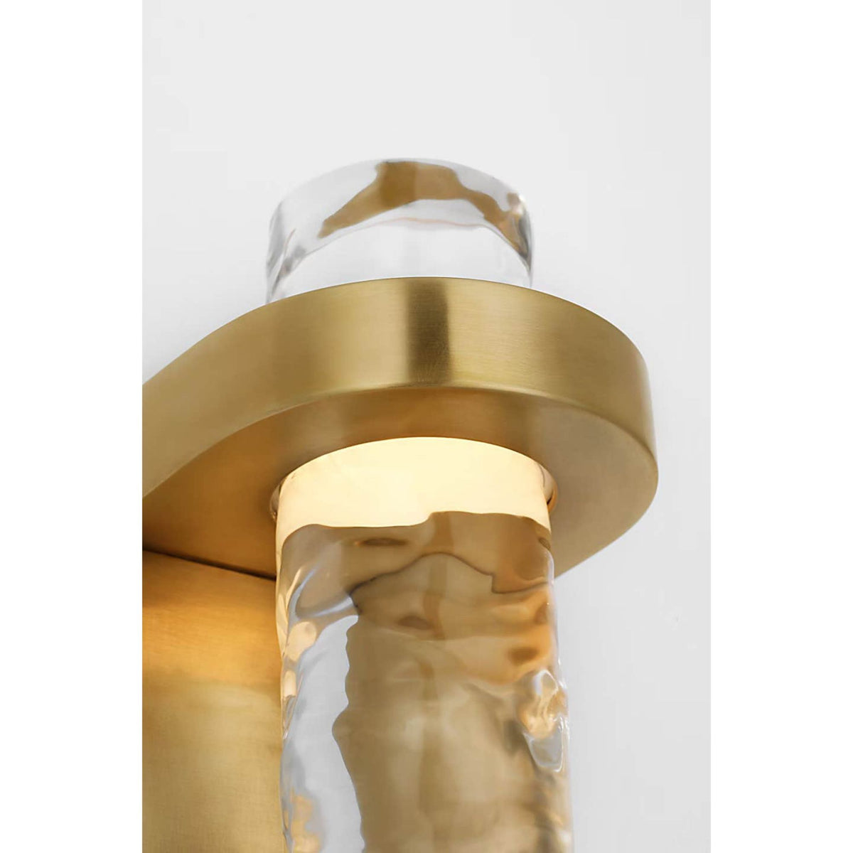Marie Flanigan Theron 15" Linear Bath Sconce in Soft Brass and Clear Wavy Glass W3.25" x H15" x E3.75"