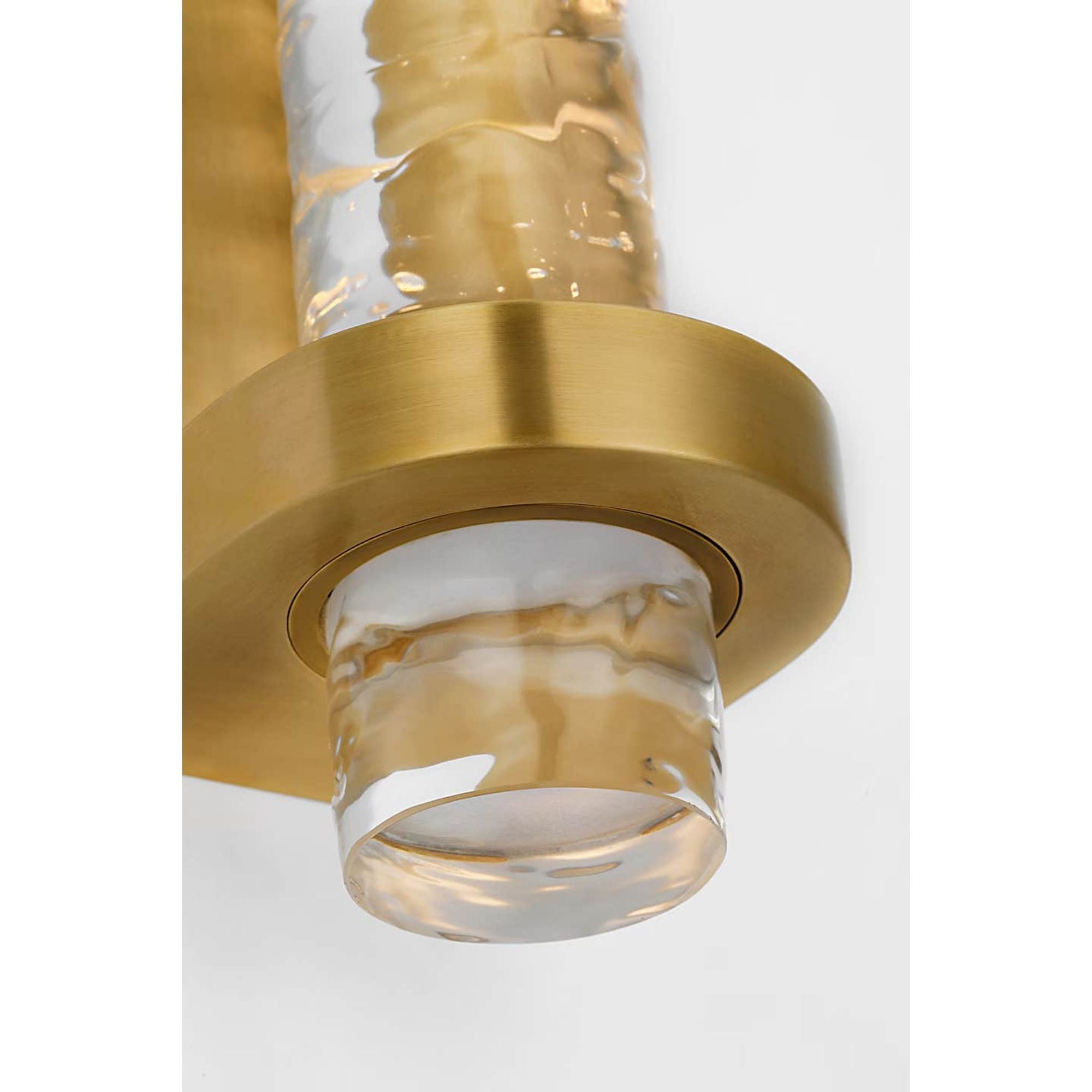 Marie Flanigan Theron 15" Linear Bath Sconce in Soft Brass and Clear Wavy Glass W3.25" x H15" x E3.75"