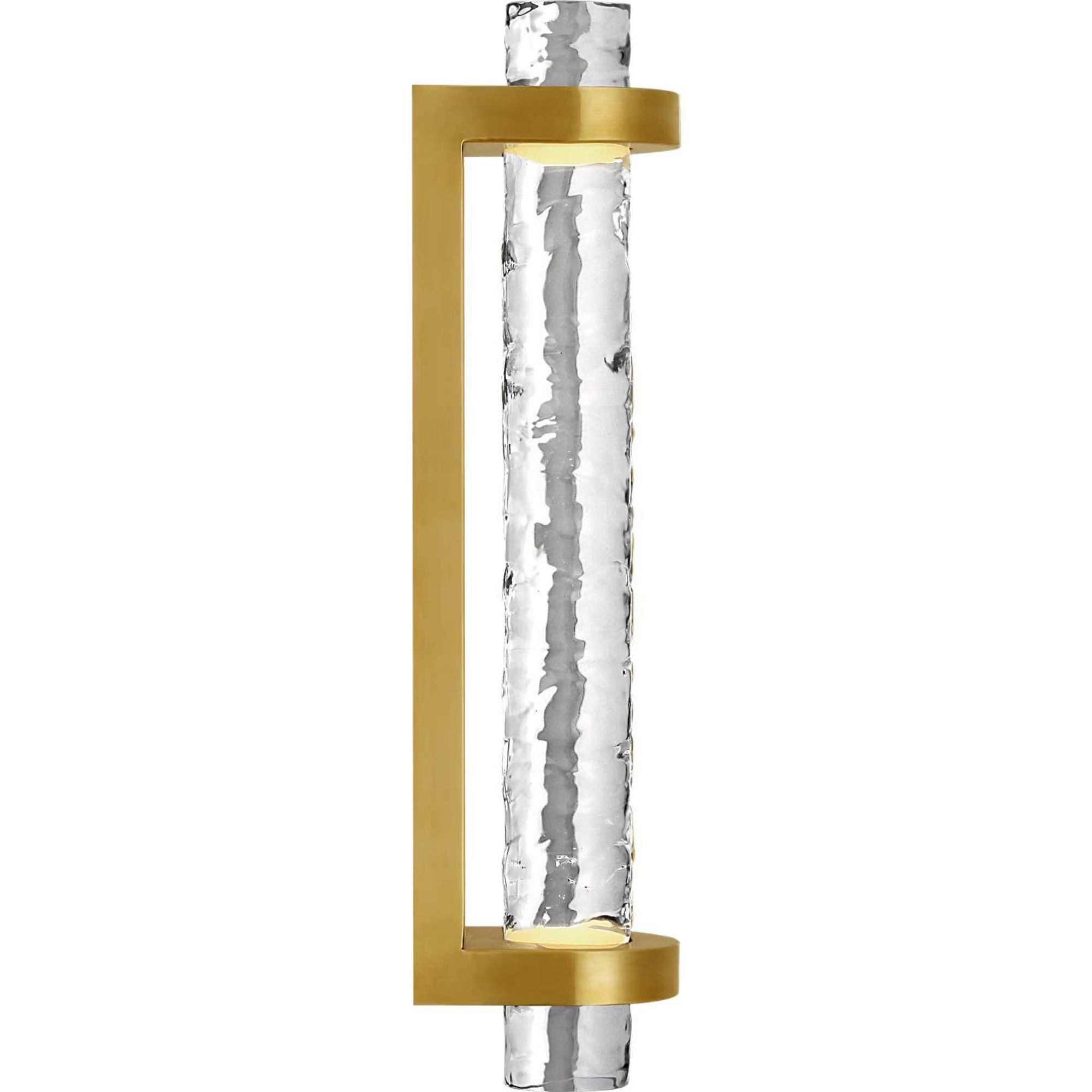 Marie Flanigan Theron 15" Linear Bath Sconce in Soft Brass and Clear Wavy Glass W3.25" x H15" x E3.75"