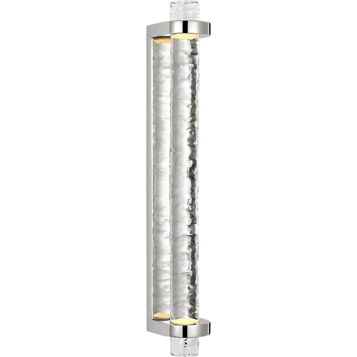 Marie Flanigan Theron 21" Linear Bath Sconce in Polished Nickel and Clear Wavy Glass W3.25" x H21" x E3.75"