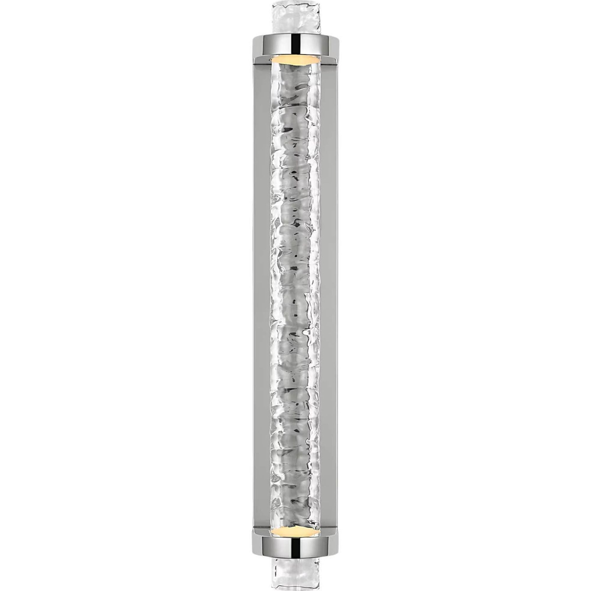Marie Flanigan Theron 21" Linear Bath Sconce in Polished Nickel and Clear Wavy Glass W3.25" x H21" x E3.75"
