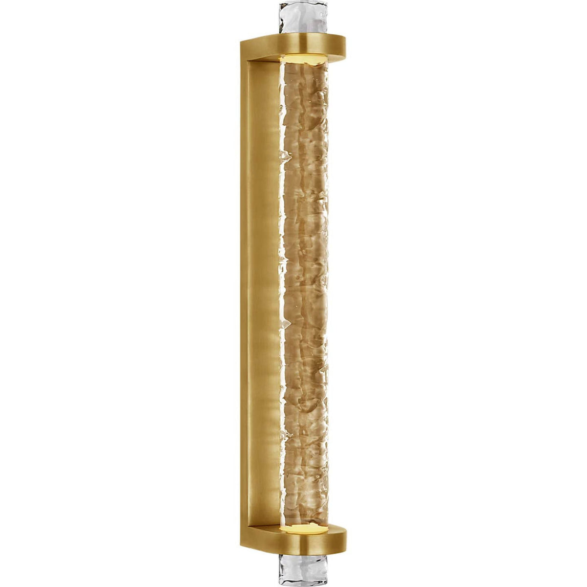 Marie Flanigan Theron 21" Linear Bath Sconce in Soft Brass and Clear Wavy Glass W3.25" x H21" x E3.75"