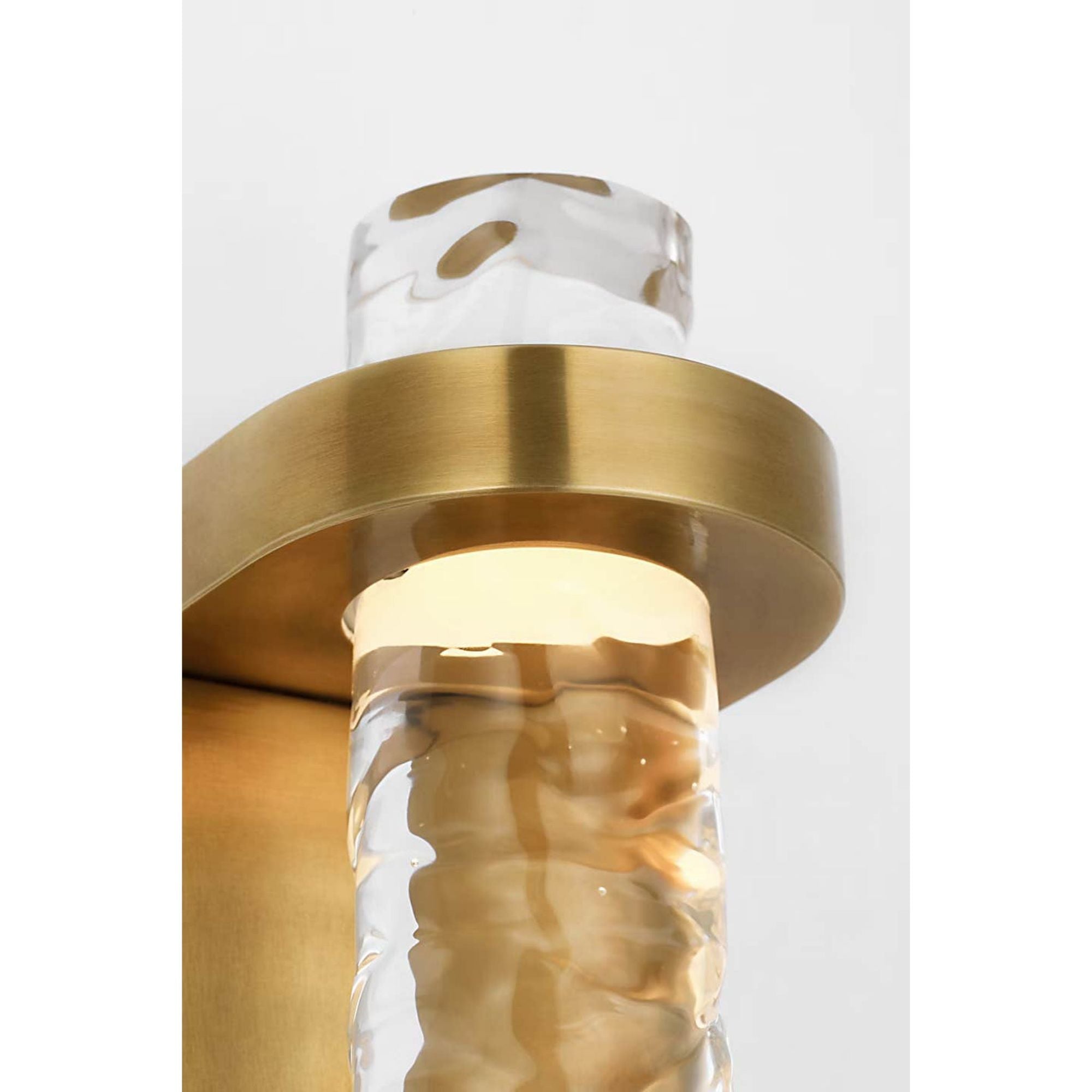 Marie Flanigan Theron 21" Linear Bath Sconce in Soft Brass and Clear Wavy Glass W3.25" x H21" x E3.75"