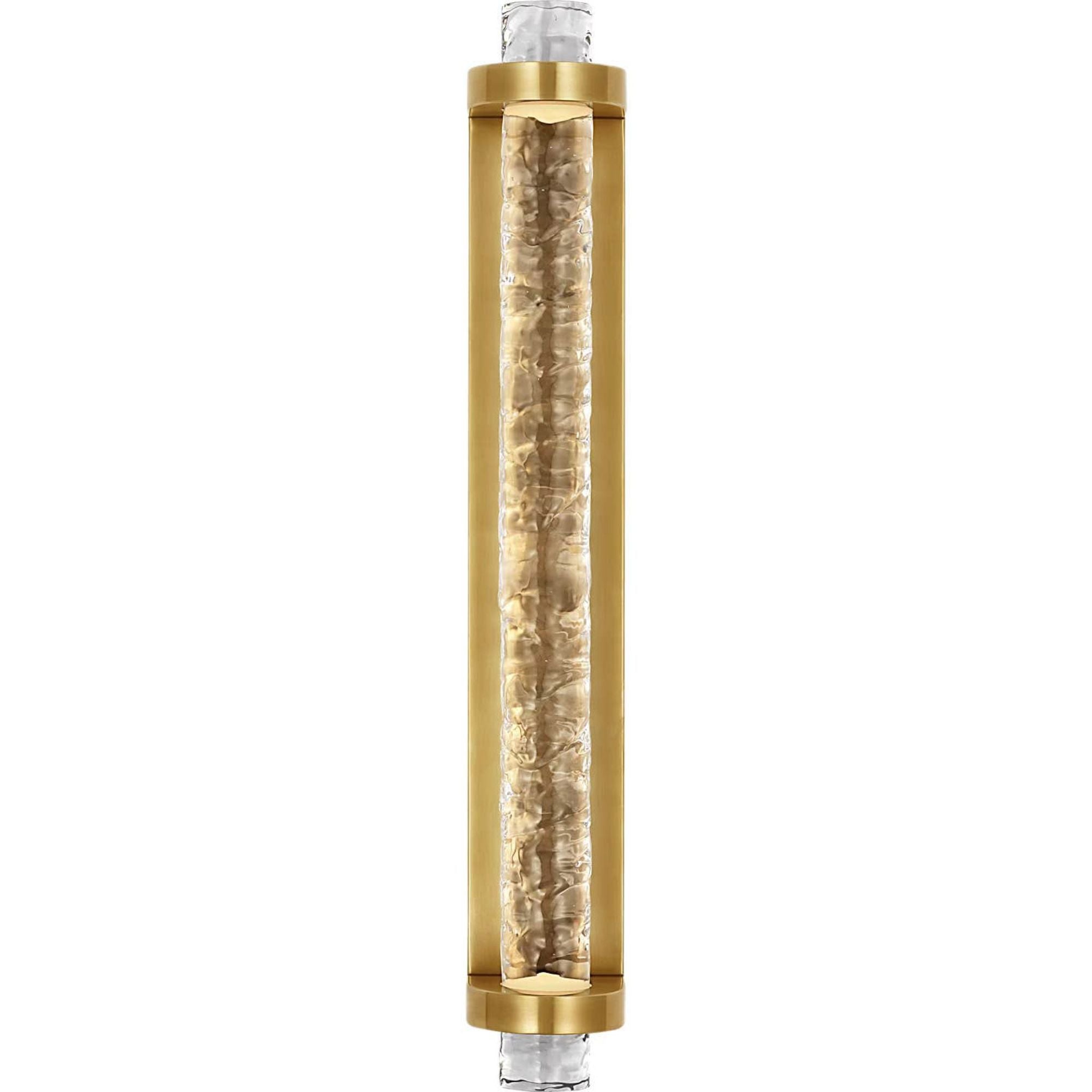 Marie Flanigan Theron 21" Linear Bath Sconce in Soft Brass and Clear Wavy Glass W3.25" x H21" x E3.75"