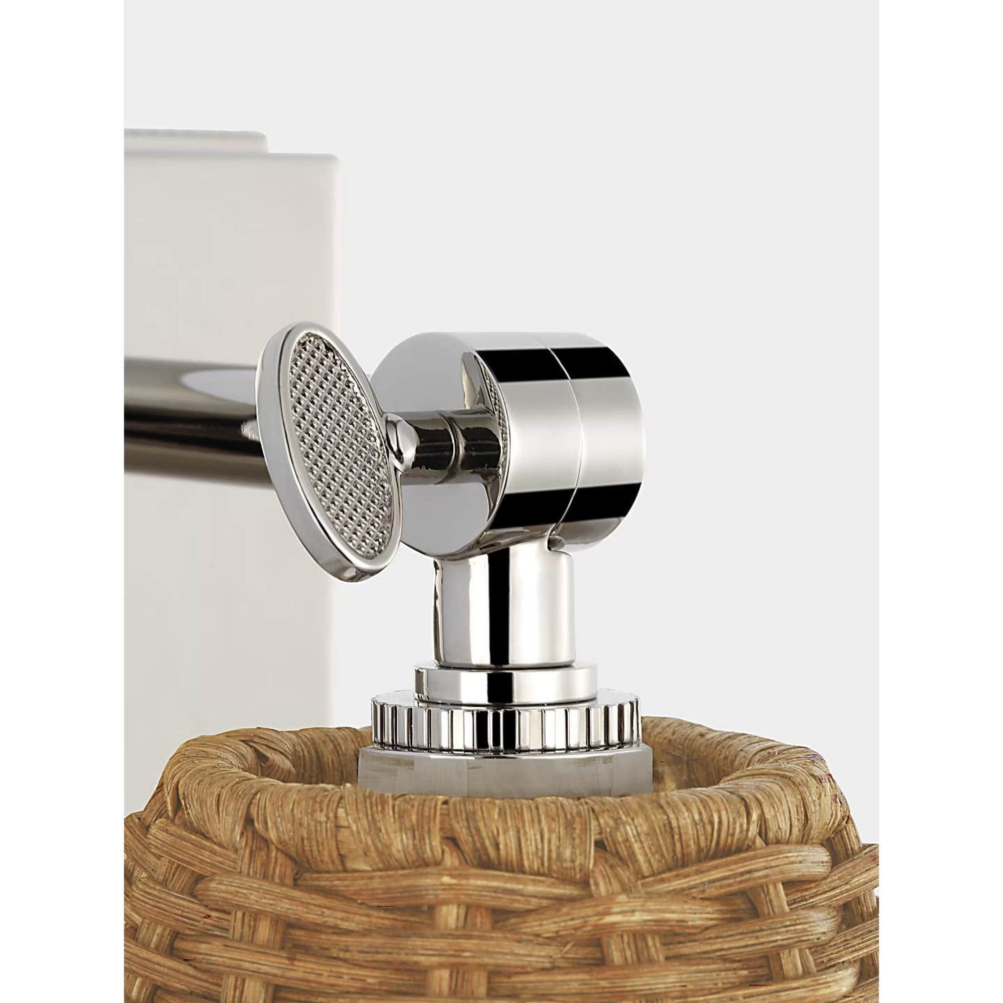 Marie Flanigan Wimberley Bedside Wall Light in Polished Nickel with Natural Wicker Shade W6" x H7.5" x E6.75"