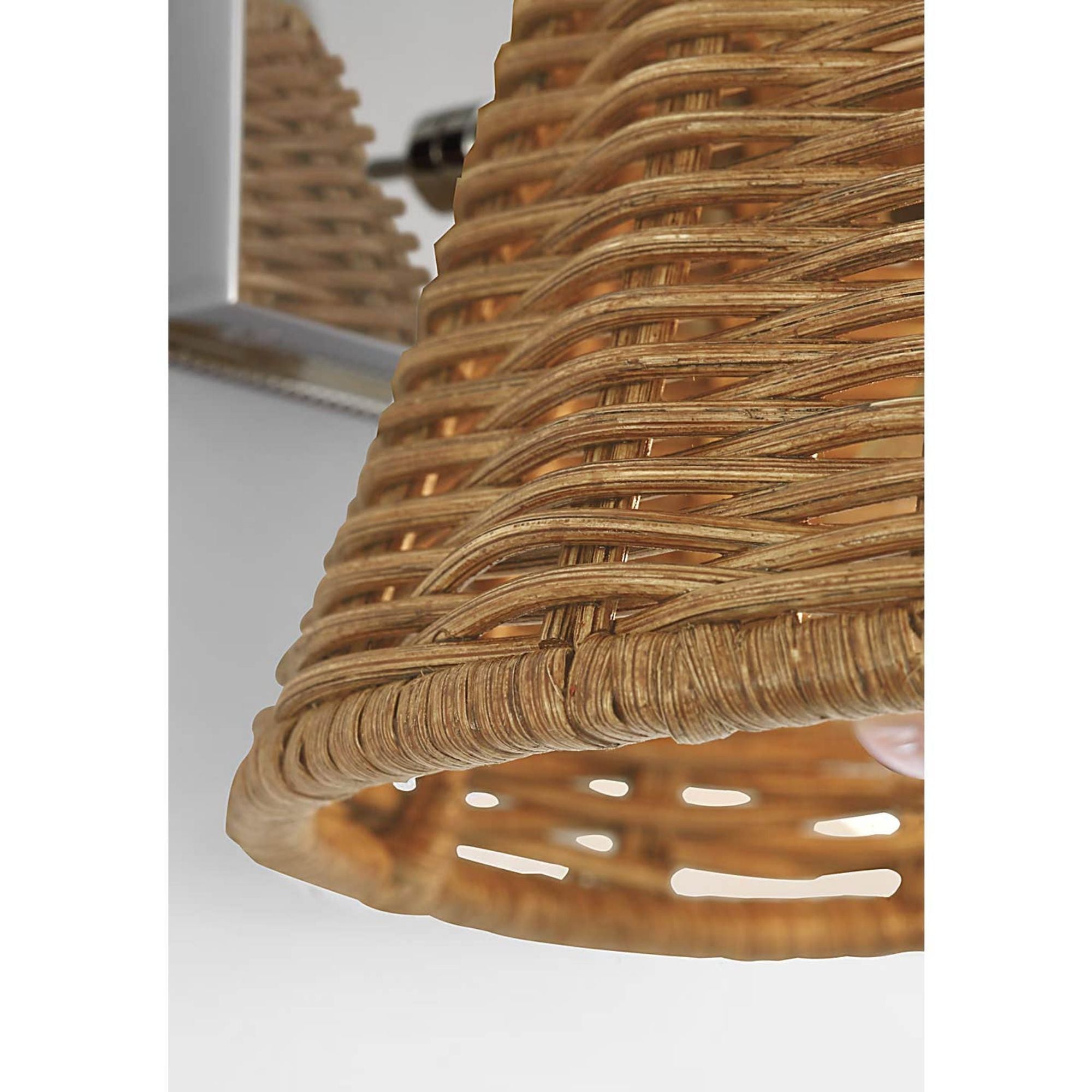 Marie Flanigan Wimberley Bedside Wall Light in Polished Nickel with Natural Wicker Shade W6" x H7.5" x E6.75"