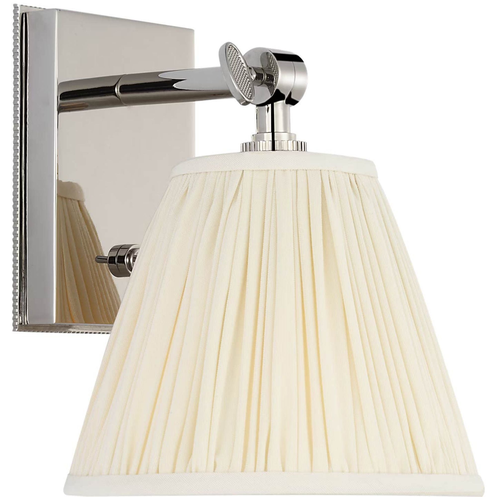 Marie Flanigan Wimberley Bedside Wall Light in Polished Nickel with Silk Pleated Shade W6" x H7.5" x E6.75"