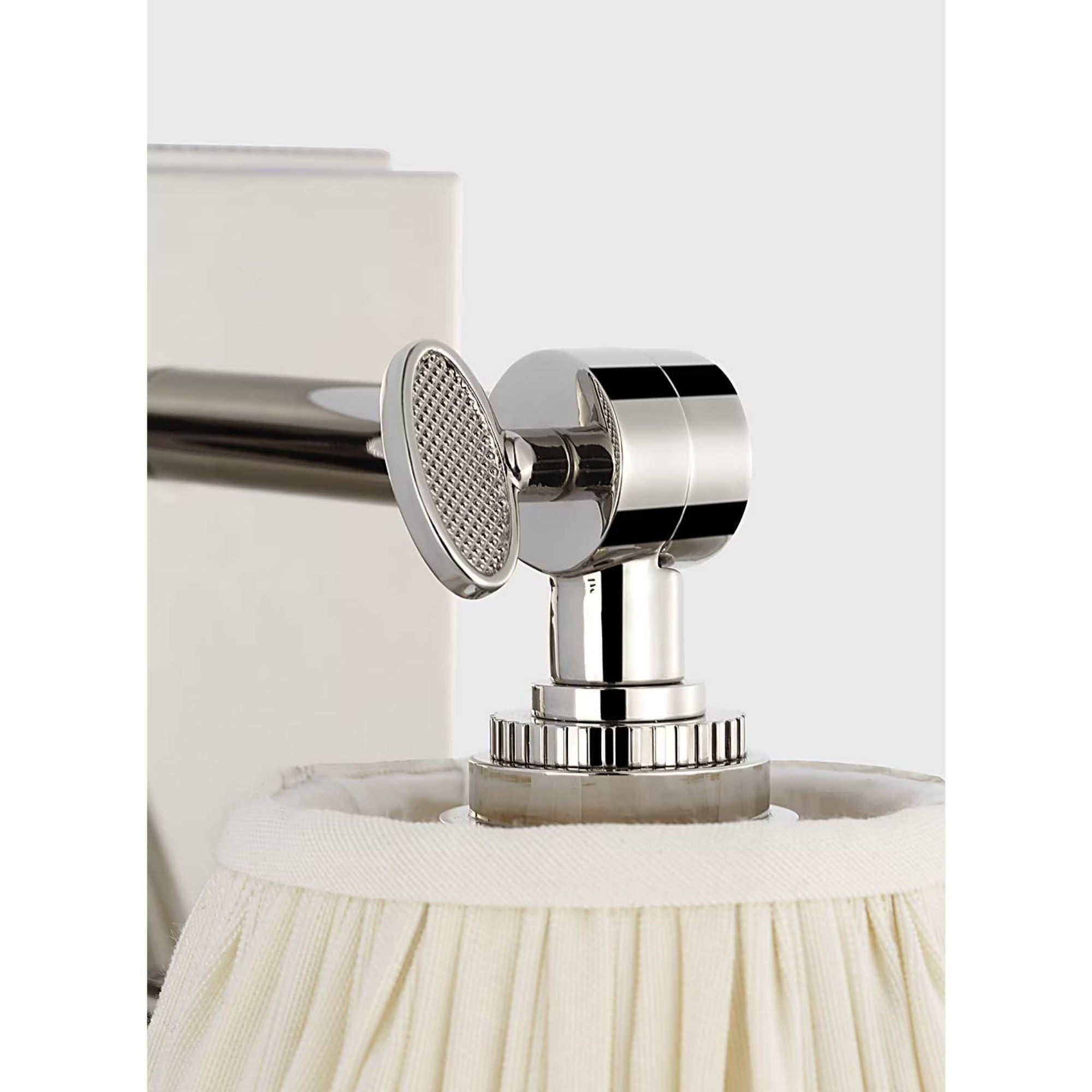 Marie Flanigan Wimberley Bedside Wall Light in Polished Nickel with Silk Pleated Shade W6" x H7.5" x E6.75"