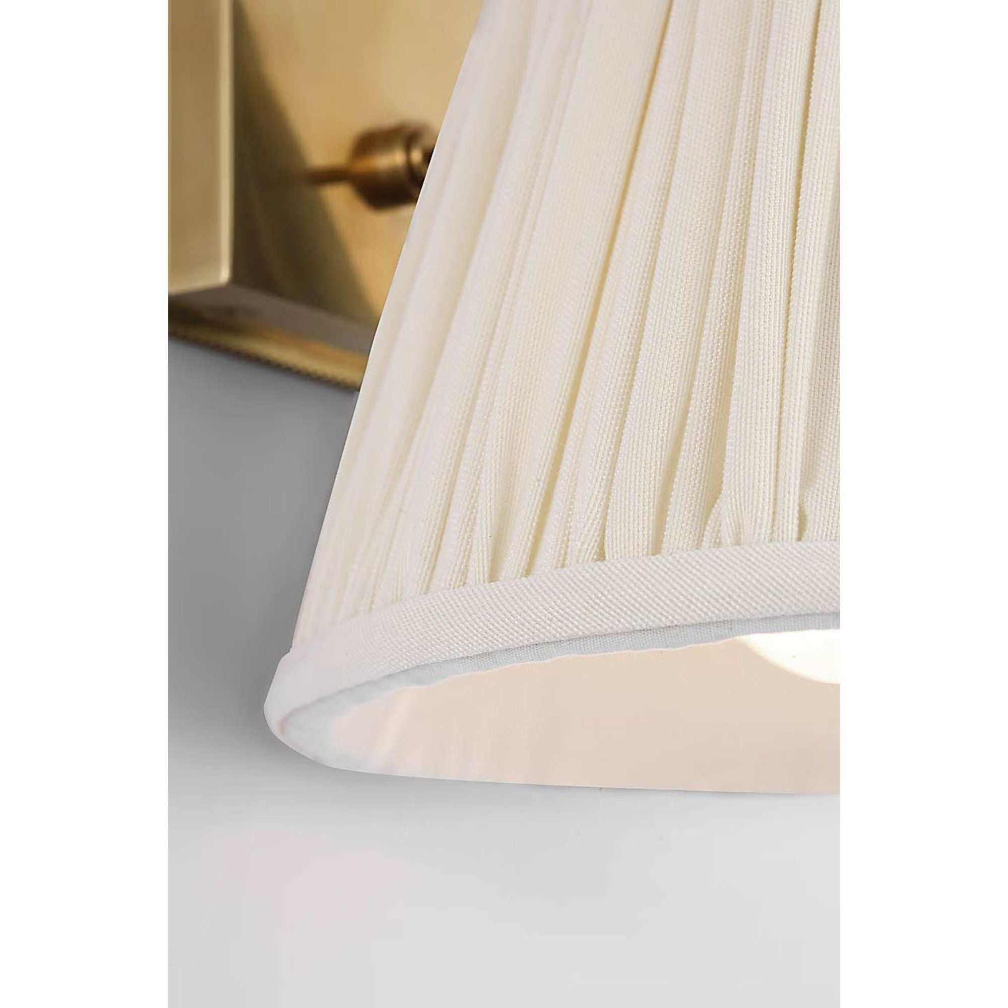 Marie Flanigan Wimberley Bedside Wall Light in Soft Brass with Silk Pleated Shade W6" x H7.5" x E6.75"