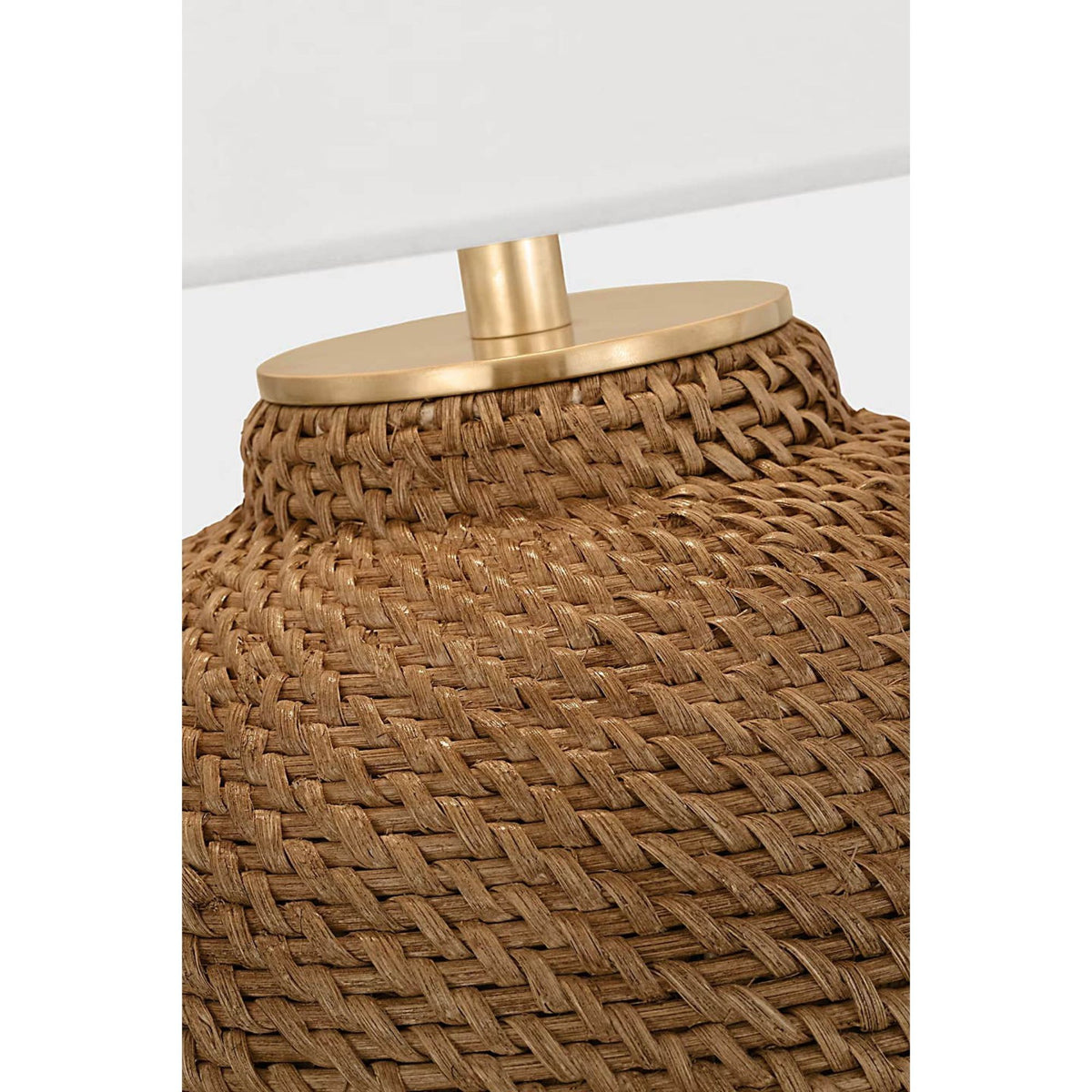 Marie Flanigan Avedon Small Table Lamp in Natural Rattan with Linen Shade W16" x H21.5"