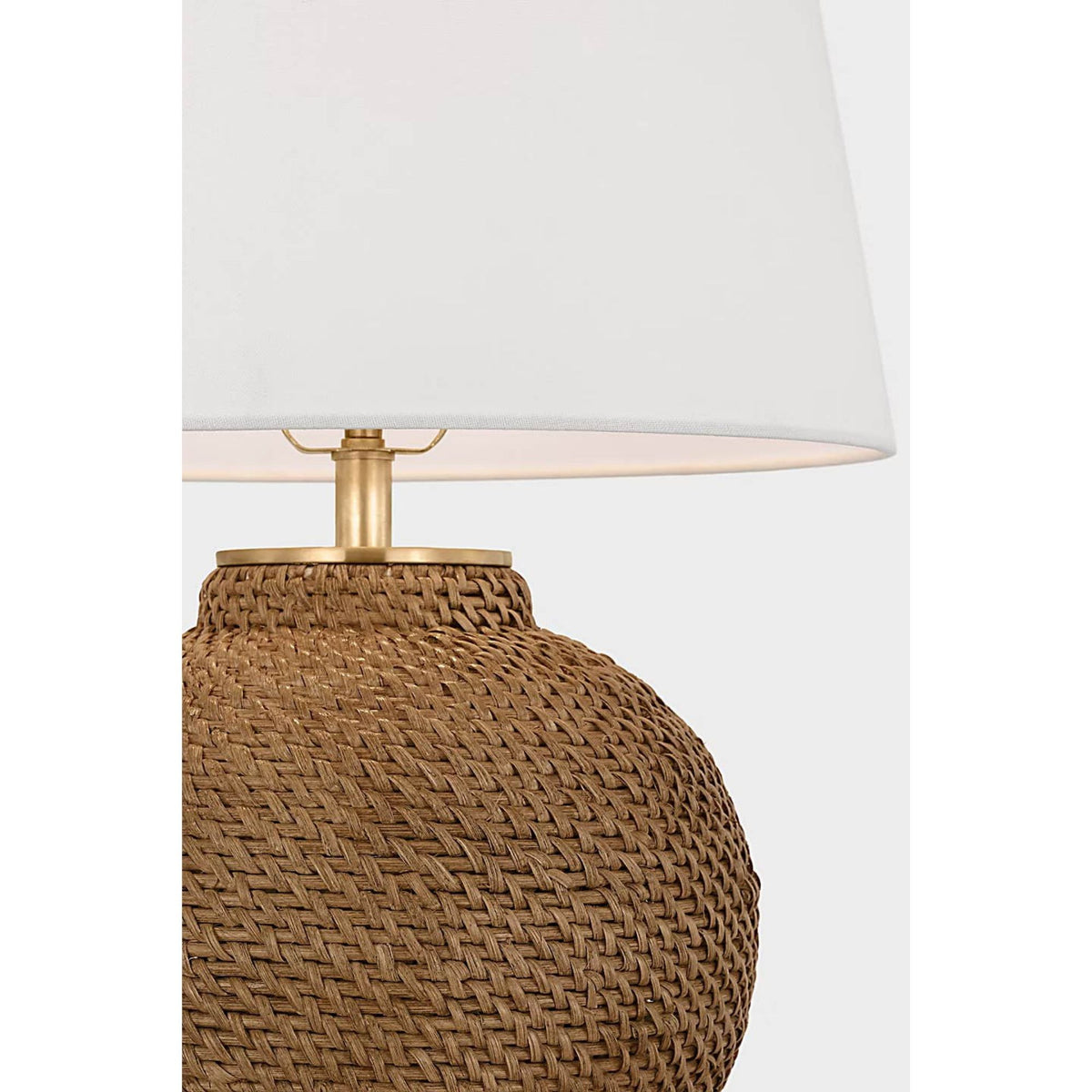 Marie Flanigan Avedon Small Table Lamp in Natural Rattan with Linen Shade W16" x H21.5"