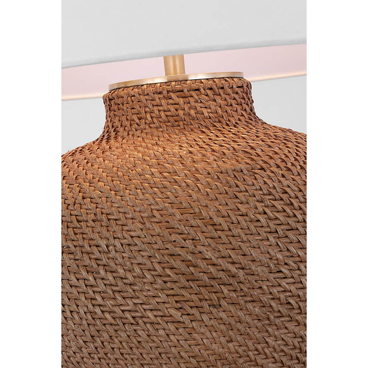 Marie Flanigan Avedon Medium Table Lamp in Natural Rattan with Linen Shade W23" x H28.75"