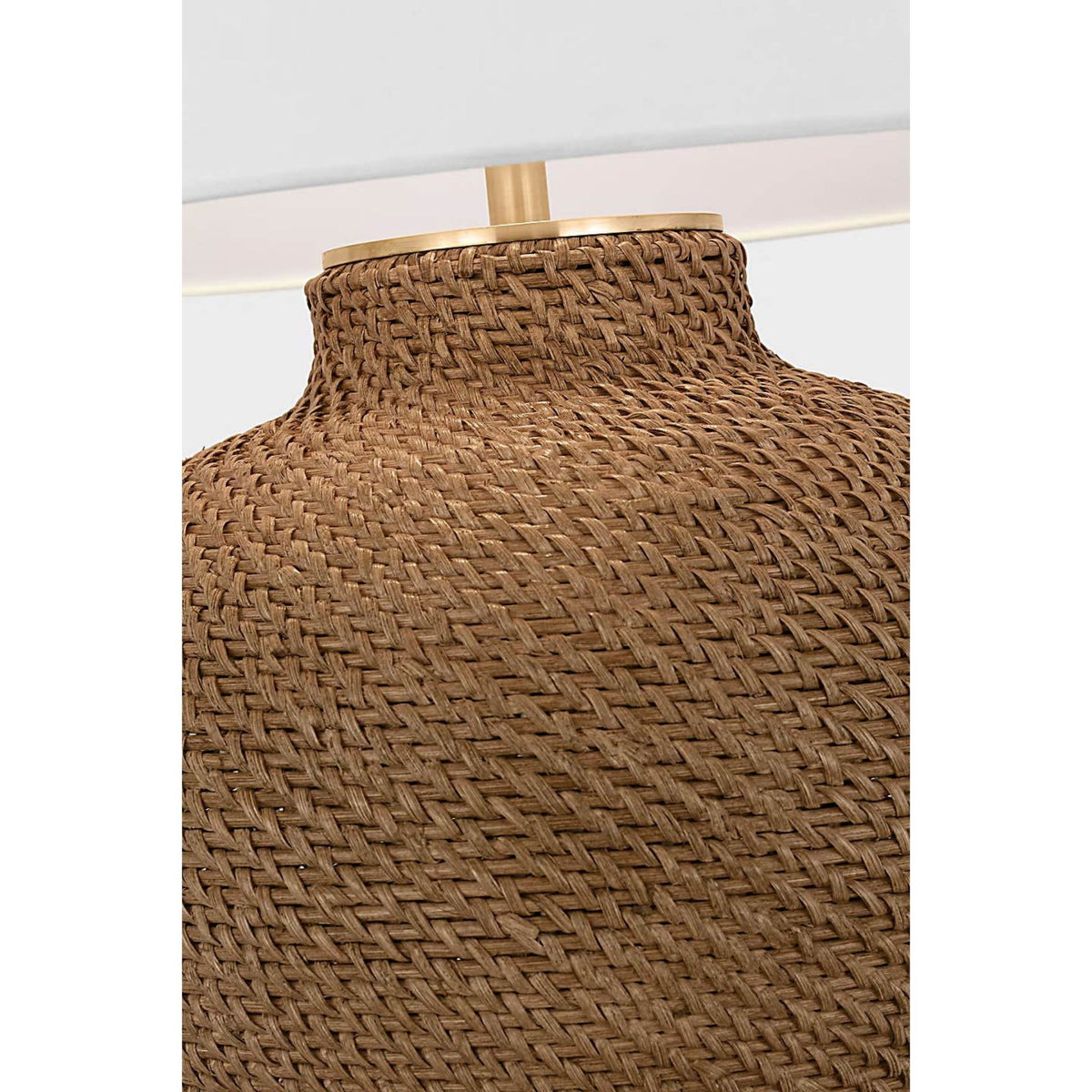 Marie Flanigan Avedon Medium Table Lamp in Natural Rattan with Linen Shade W23" x H28.75"