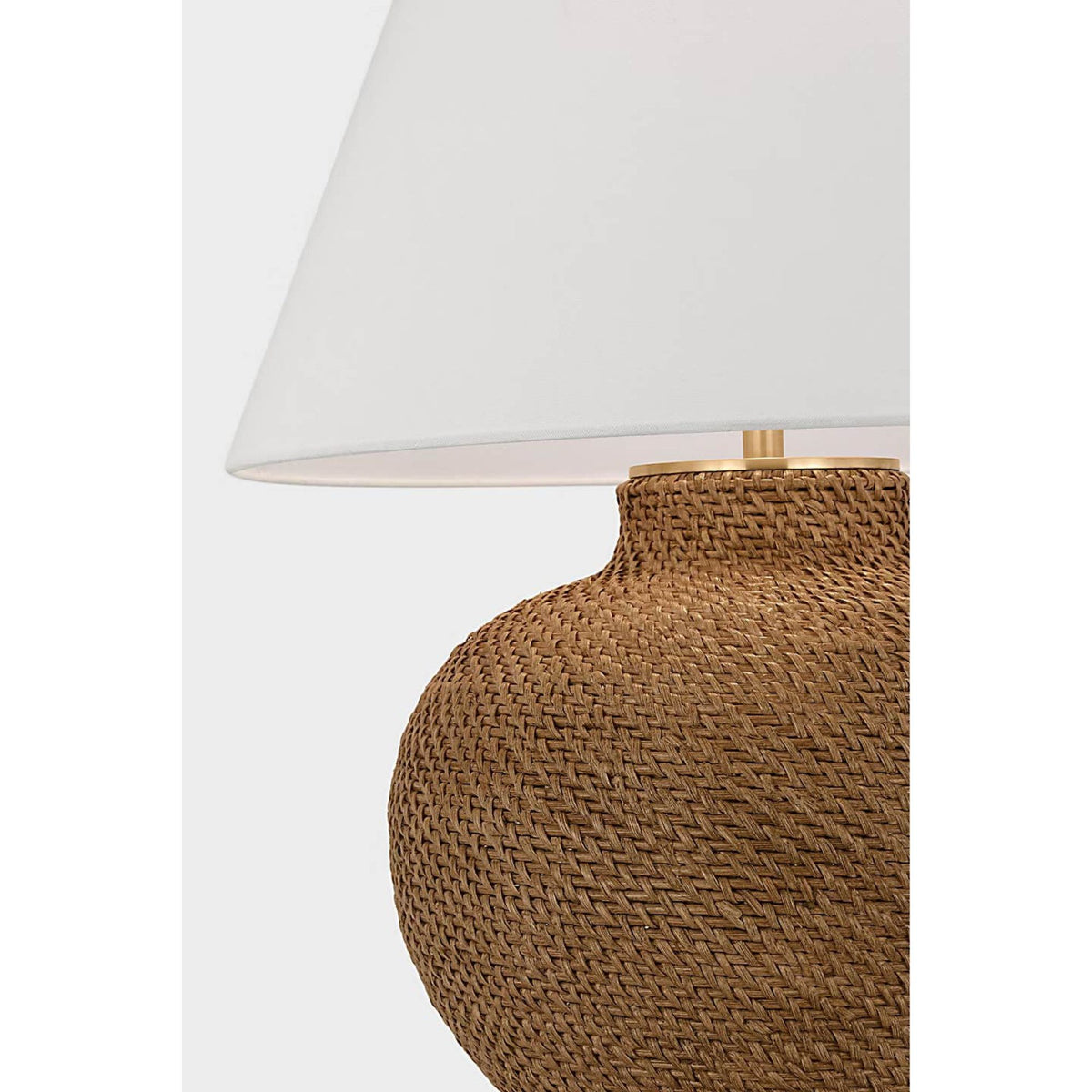 Marie Flanigan Avedon Medium Table Lamp in Natural Rattan with Linen Shade W23" x H28.75"