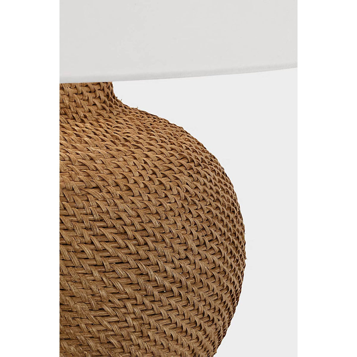Marie Flanigan Avedon Medium Table Lamp in Natural Rattan with Linen Shade W23" x H28.75"