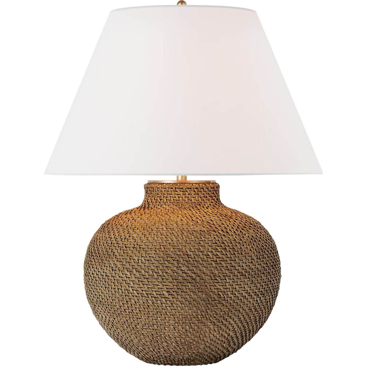 Marie Flanigan Avedon Medium Table Lamp in Natural Rattan with Linen Shade W23" x H28.75"